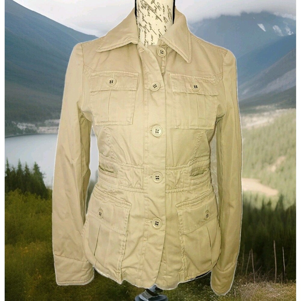 Armani Jeans khaki cotton safari jacket w zip out lining, ladies' size 4 US